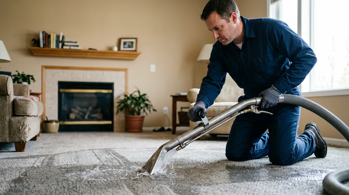 Water damage restoration technician working near Meridian, ID